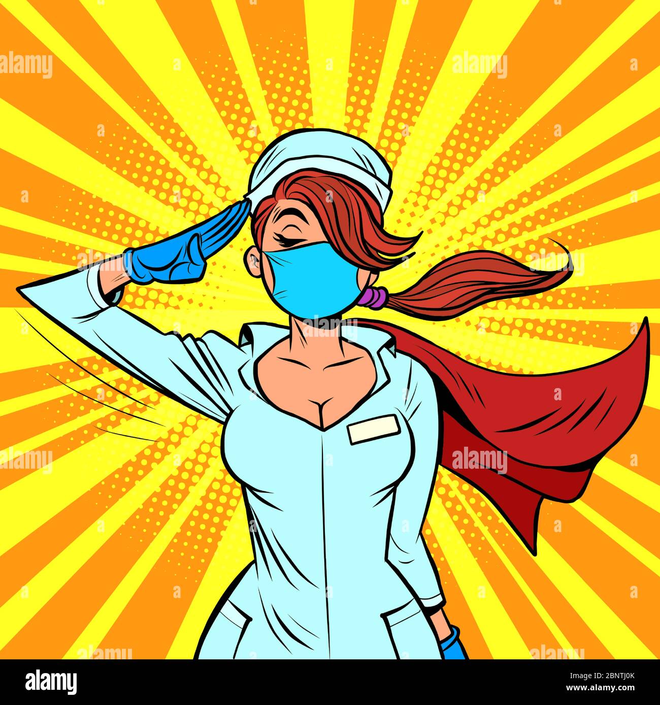 super hero infermiera saluta militari Illustrazione Vettoriale