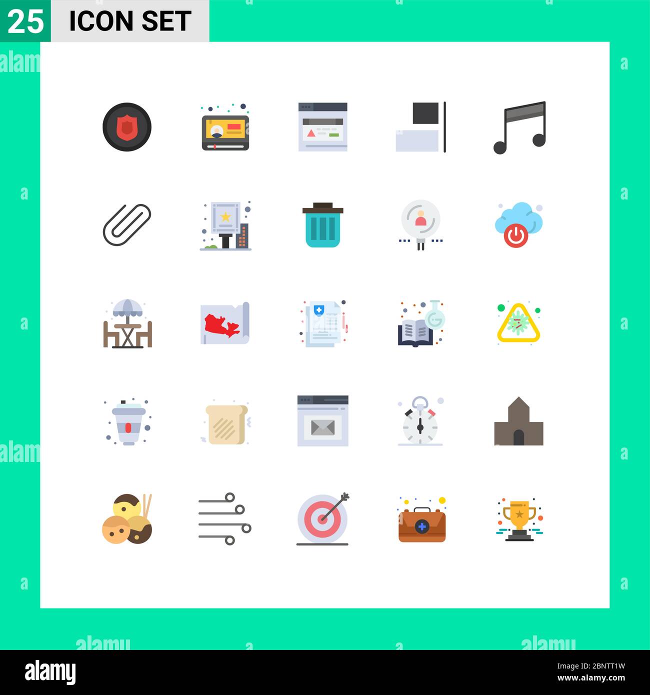 Set di 25 icone moderne dell'interfaccia utente simboli per canzoni, supporti, interfaccia, album, elementi di disegno vettoriale modificabili in orizzontale Illustrazione Vettoriale