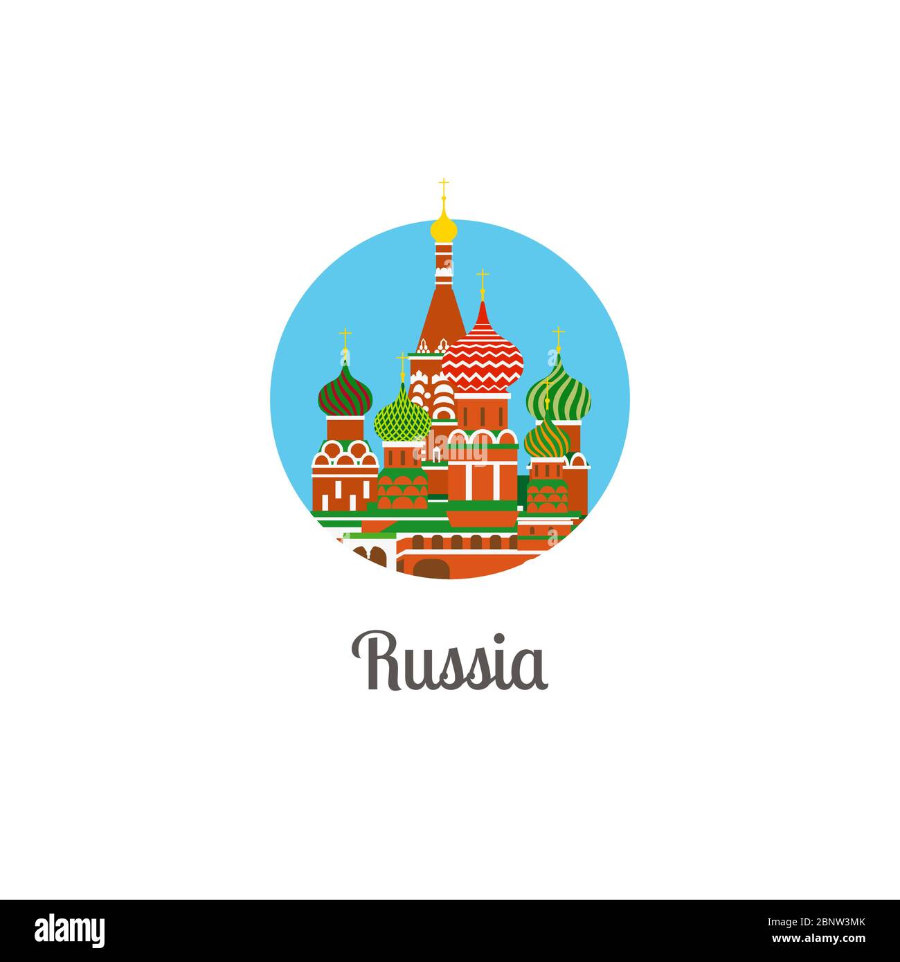 Simbolo della cattedrale russa, icona rotonda isolata. Illustrazione vettoriale Illustrazione Vettoriale
