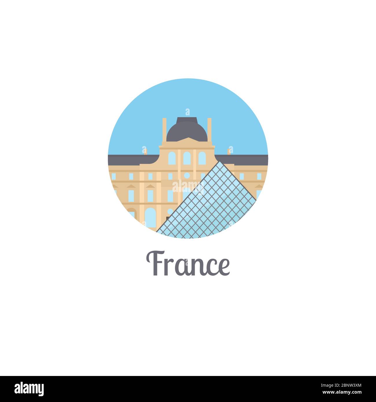 Icona rotonda isolata punto di riferimento della Francia. Illustrazione vettoriale Illustrazione Vettoriale