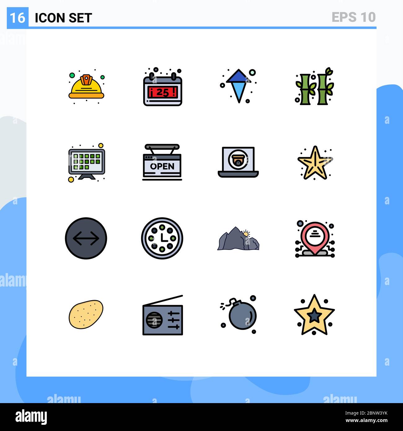 Set di 16 icone moderne dell'interfaccia utente simboli per schermo tv, internet, freccia, gre, elementi di design Creative Vector editabili in cina Illustrazione Vettoriale