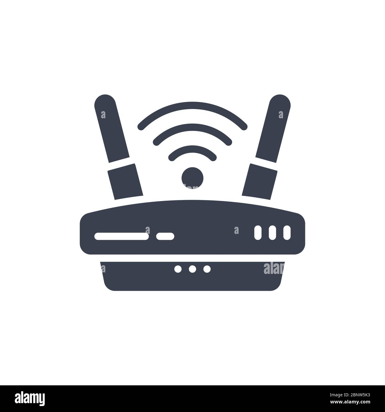 Immagine vettoriale di un'icona o logo del router wlan con colore nero e stile di progettazione glifo Illustrazione Vettoriale