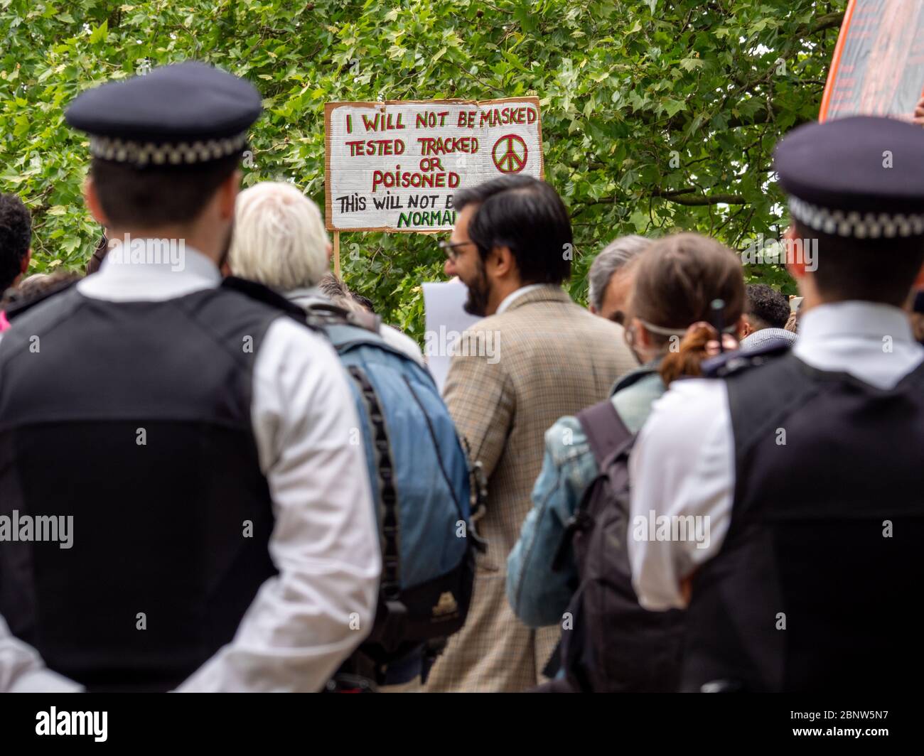 Dimostrazione di blocco anti-coronavirus ad Hyde Park a seguito di un allentamento delle regole di blocco in Inghilterra durante la pandemia COVID-19. Foto Stock