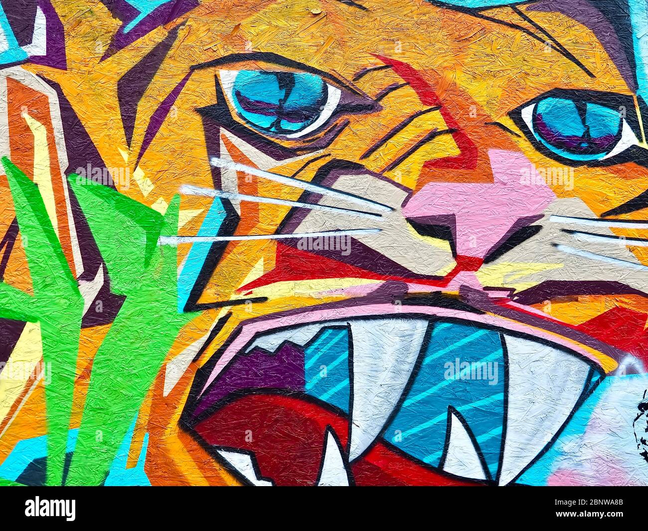 Graffiti della testa di una tigre vista ad Amburgo Foto Stock