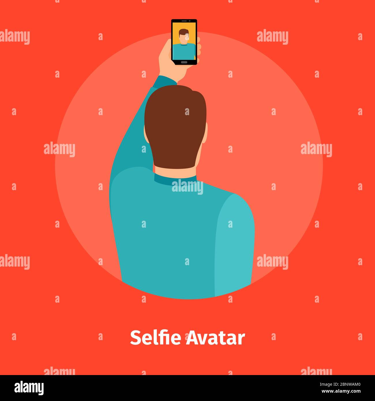 Fashion Selfie vista di un uomo per app mobile foto. Illustrazione vettoriale Illustrazione Vettoriale