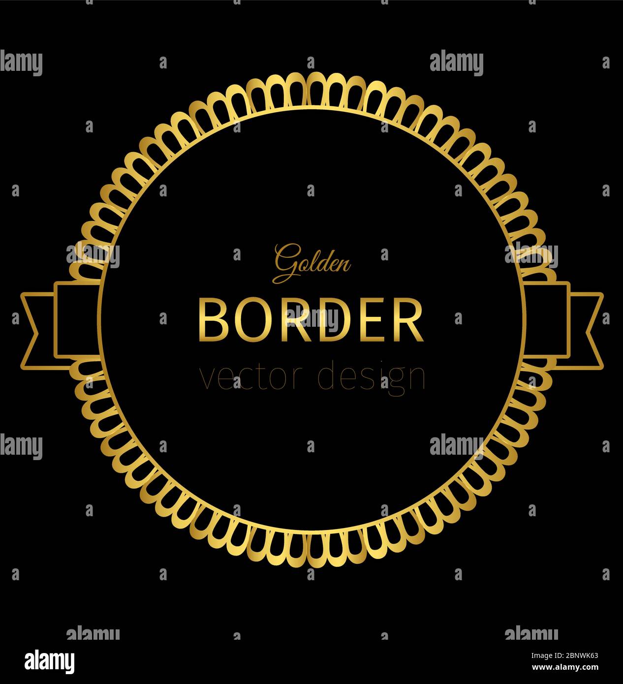 Etichetta circolare vettore dorato con bordo lacy su sfondo scuro Illustrazione Vettoriale