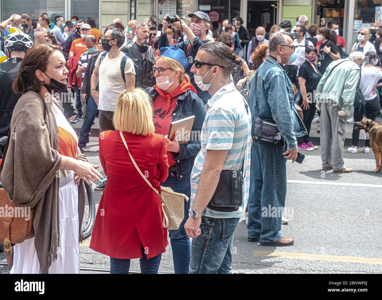 Protesta antifascista a Sarajevo Foto Stock