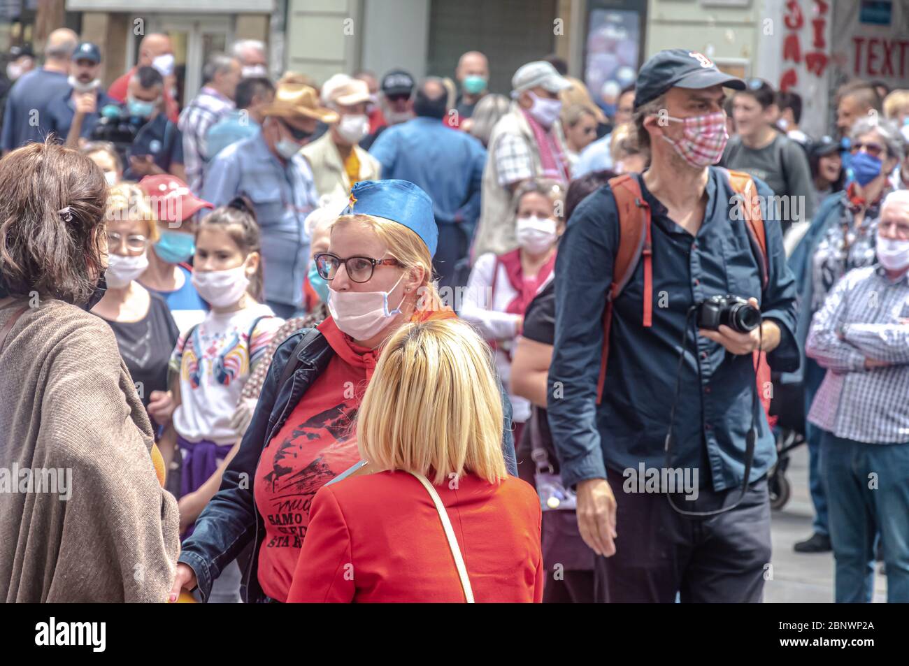 Protesta antifascista a Sarajevo Foto Stock