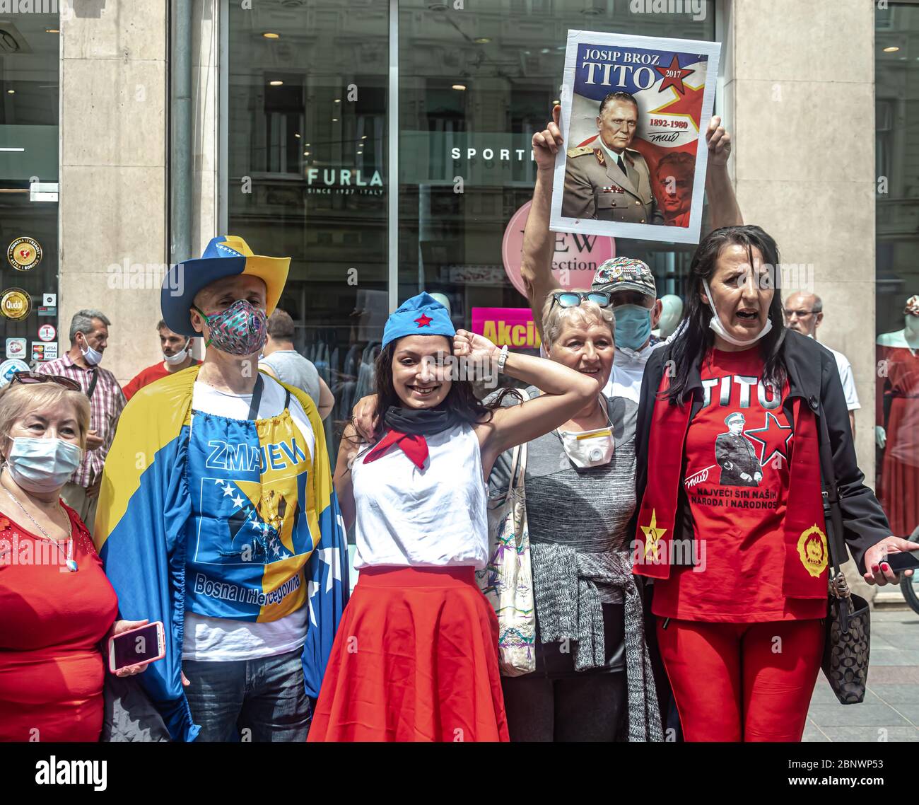 Protesta antifascista a Sarajevo Foto Stock