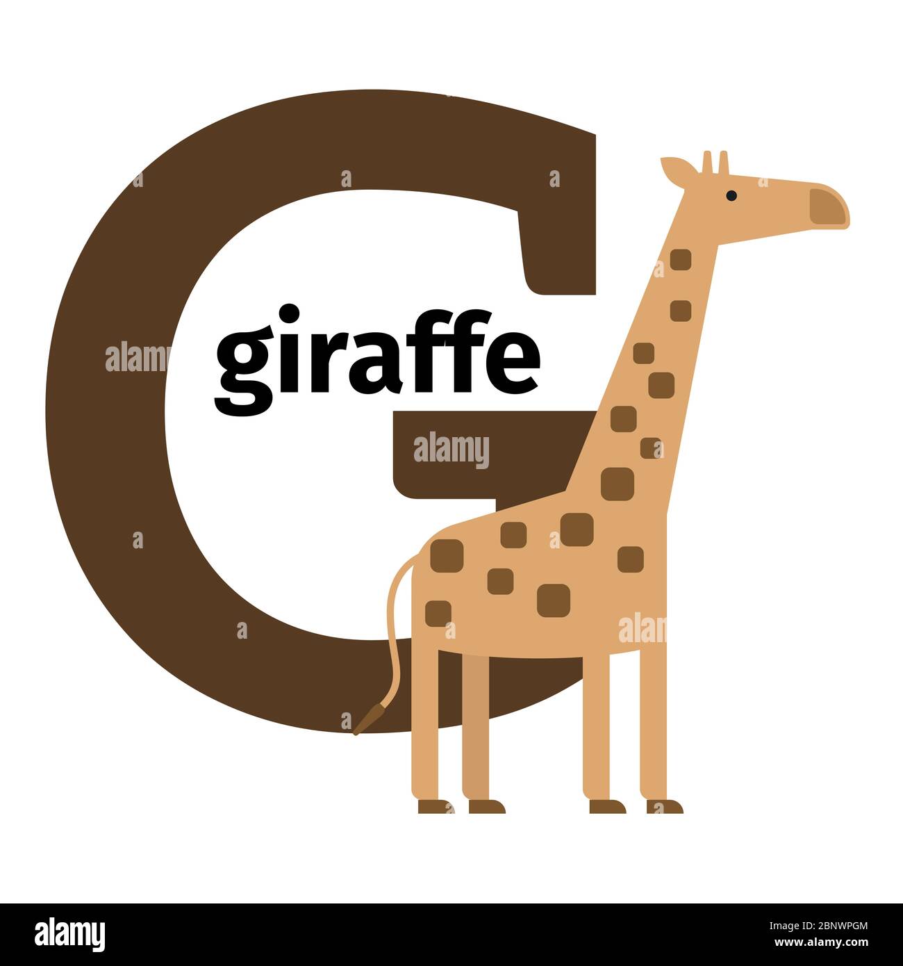Alfabeto inglese di animali zoo con lettera G. Giraffe illustrazione vettoriale Illustrazione Vettoriale