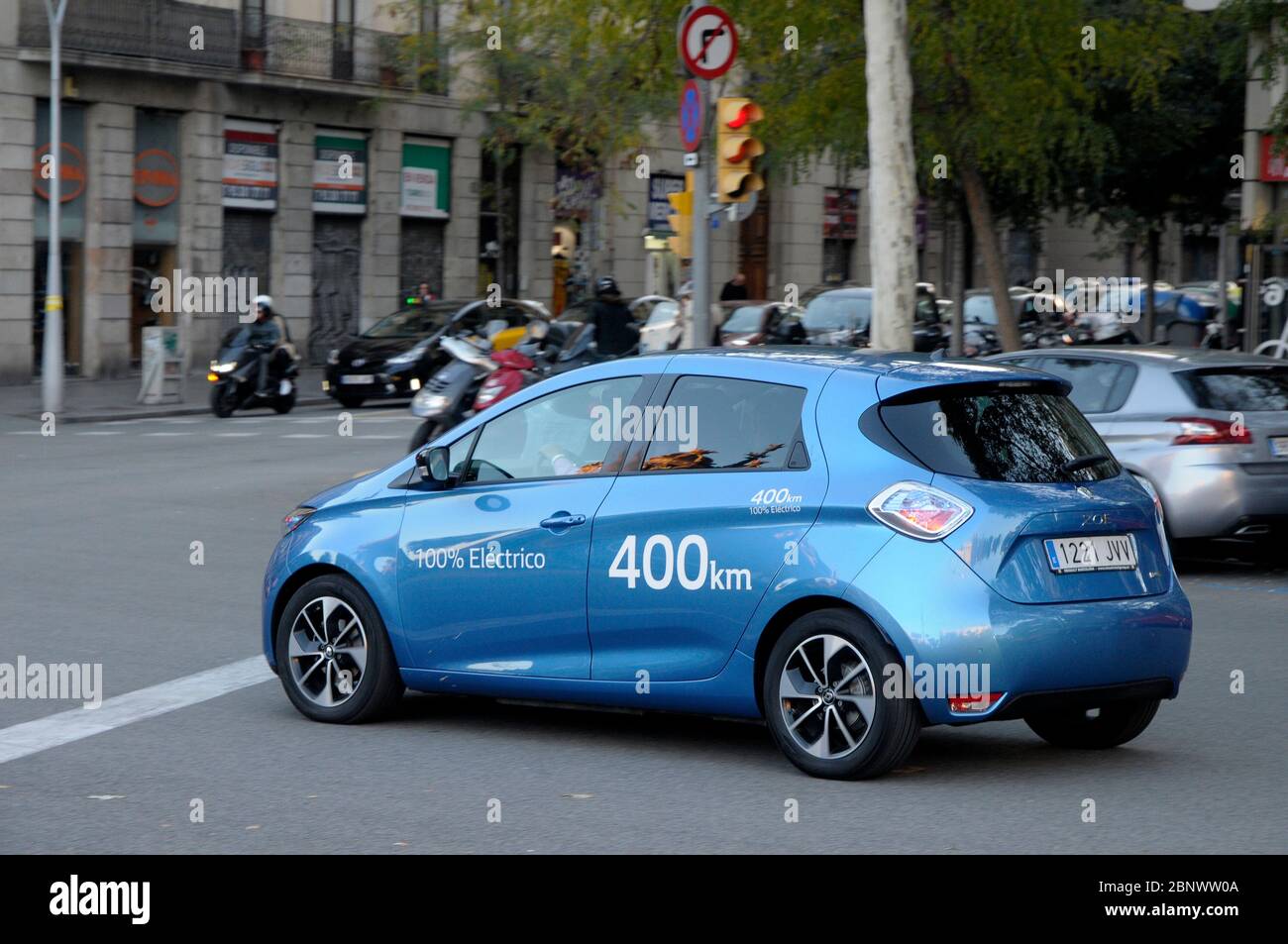RENAULT ZOE, 2017% AUTO ELETTRICA ,100. Veicoli circolanti nella città di Barcellona Foto Stock