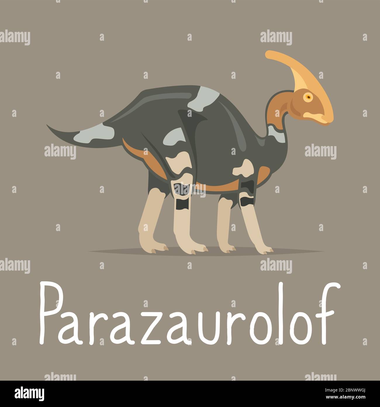 Carta colorata per dinosauro Parazaurolof per bambini che giocano a illustrazioni vettoriali Illustrazione Vettoriale