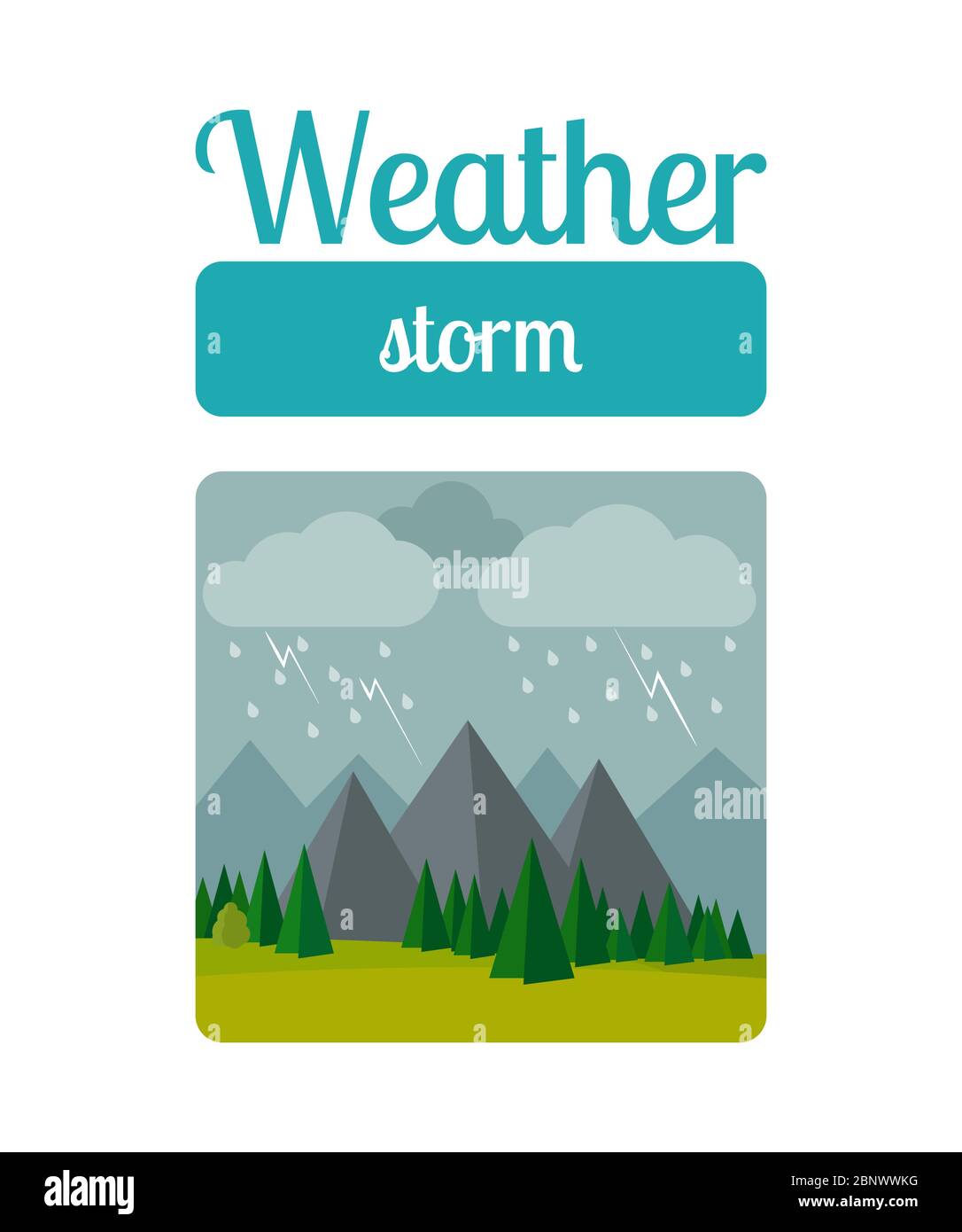 Illustrazione meteo in vettore stile piatto. Tempesta Illustrazione Vettoriale