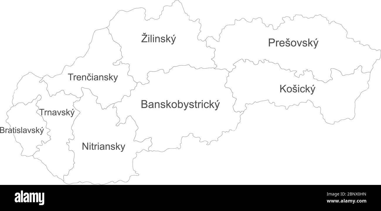 Slovacchia Mappa dettagliata con etichette. Perfetto per concetti aziendali, sfondi, sfondo, poster, adesivi, banner, etichette e sfondo. Illustrazione Vettoriale