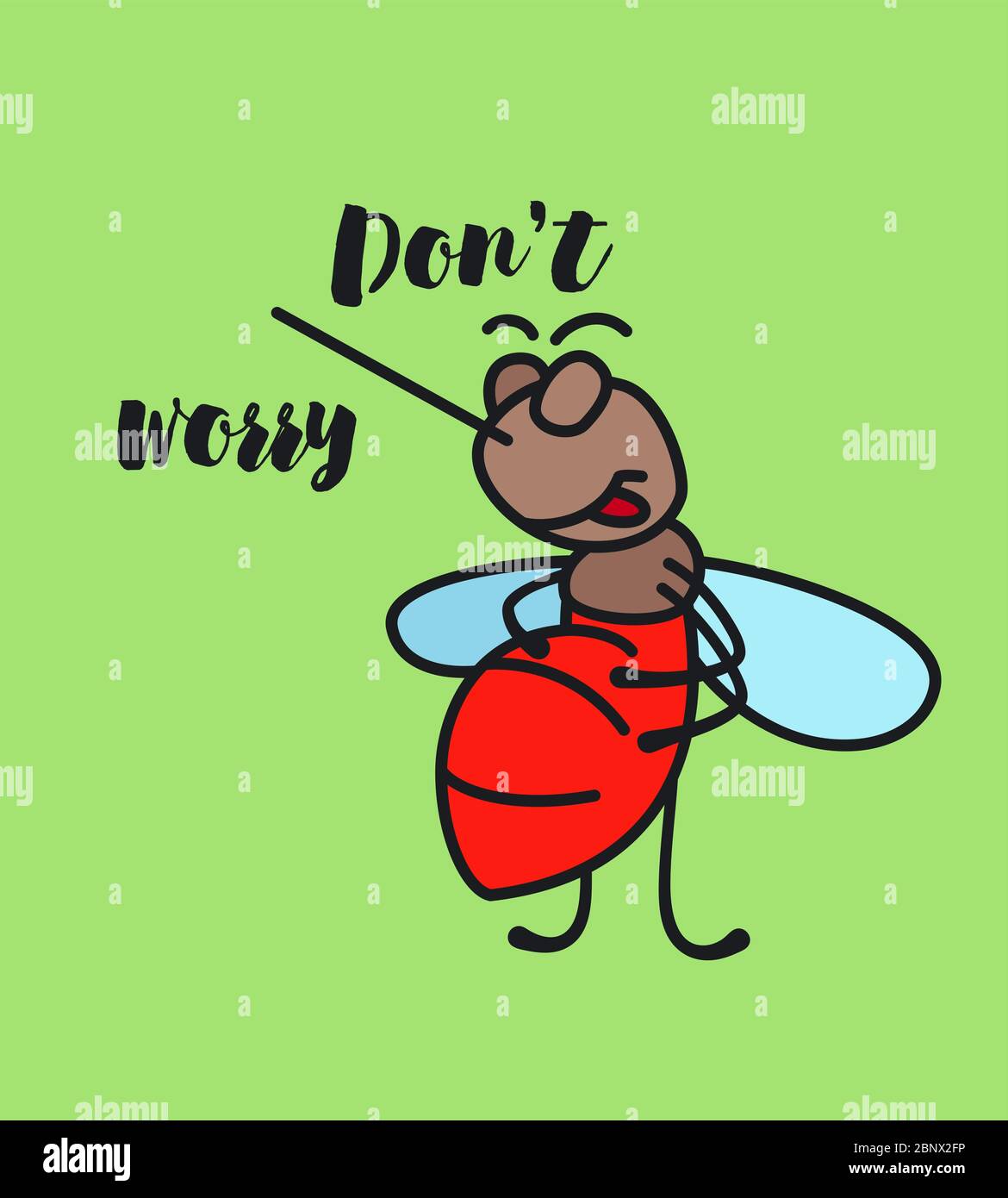 Mantenere la calma divertente cartoon zanzara poster illustrazione vettore Illustrazione Vettoriale