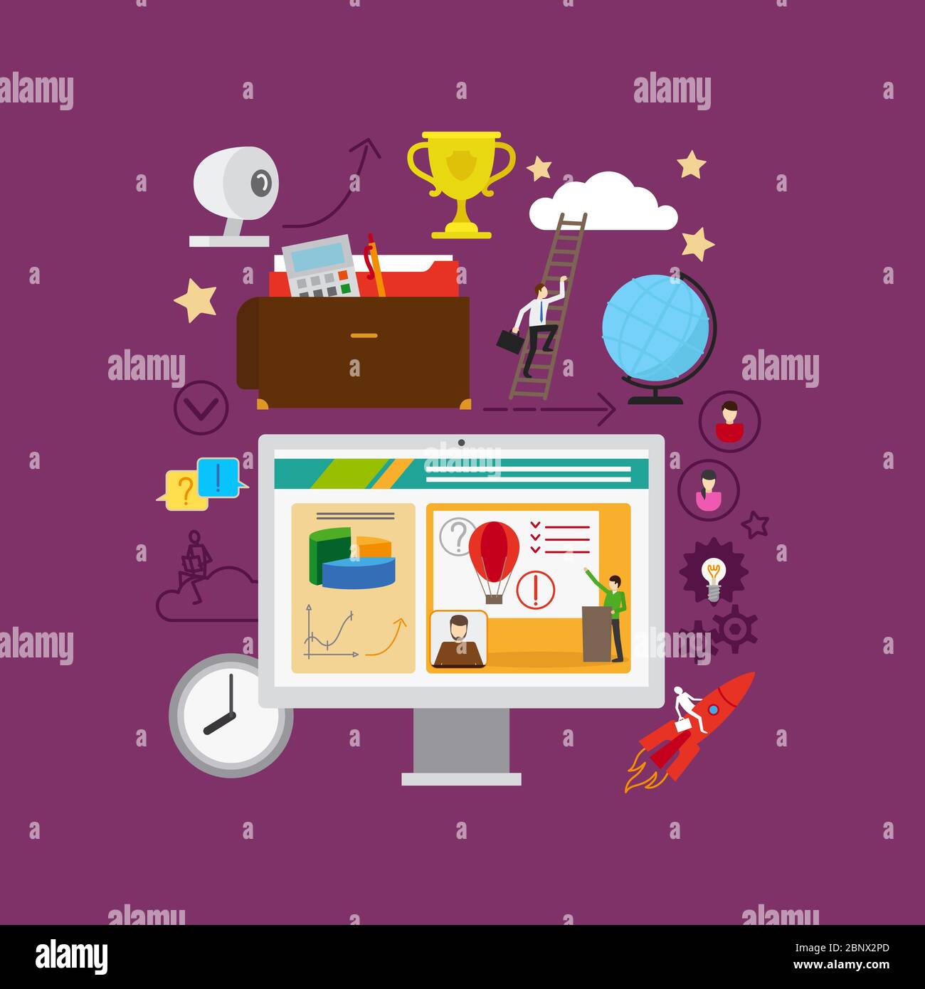 Illustrazione concettuale vettoriale. Formazione online o opzioni di apprendimento a distanza Illustrazione Vettoriale