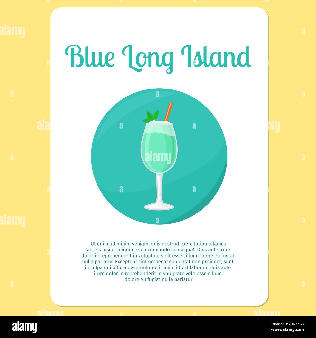 Menu cocktail Blue Long Island o adesivo. Party drink in cerchio icona illustrazione vettoriale Illustrazione Vettoriale