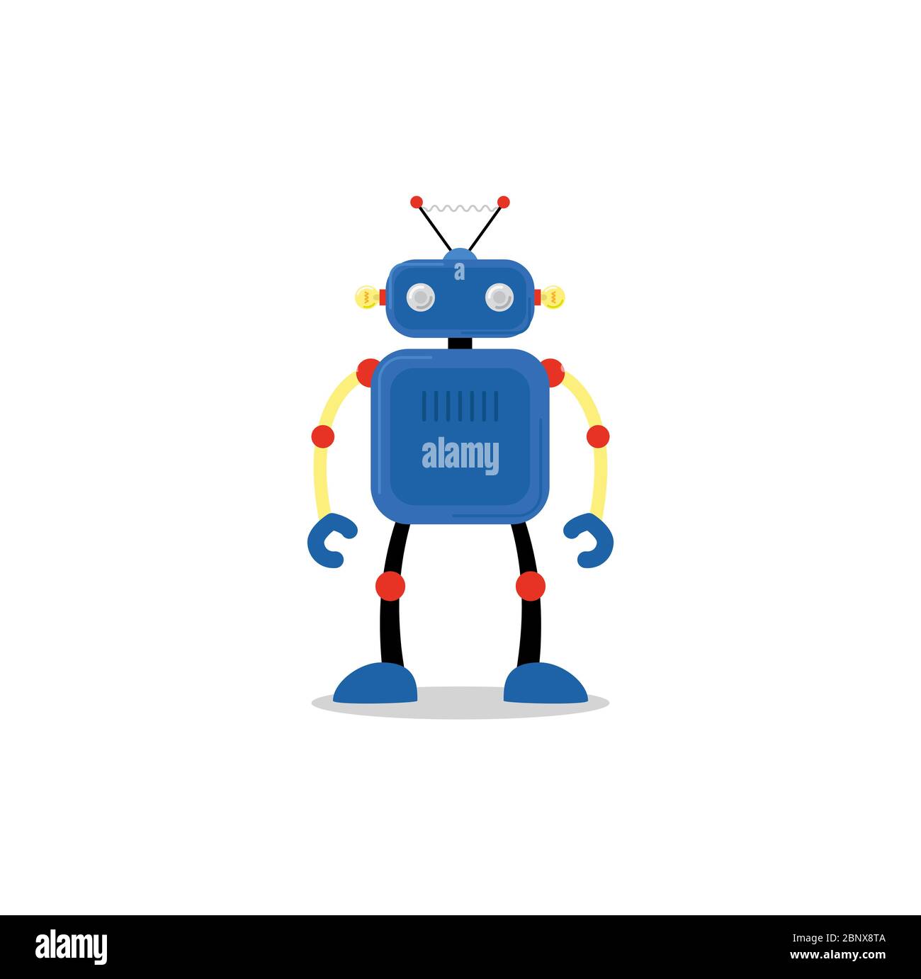 Robot blu, isolato su sfondo bianco. Illustrazione vettoriale Illustrazione Vettoriale