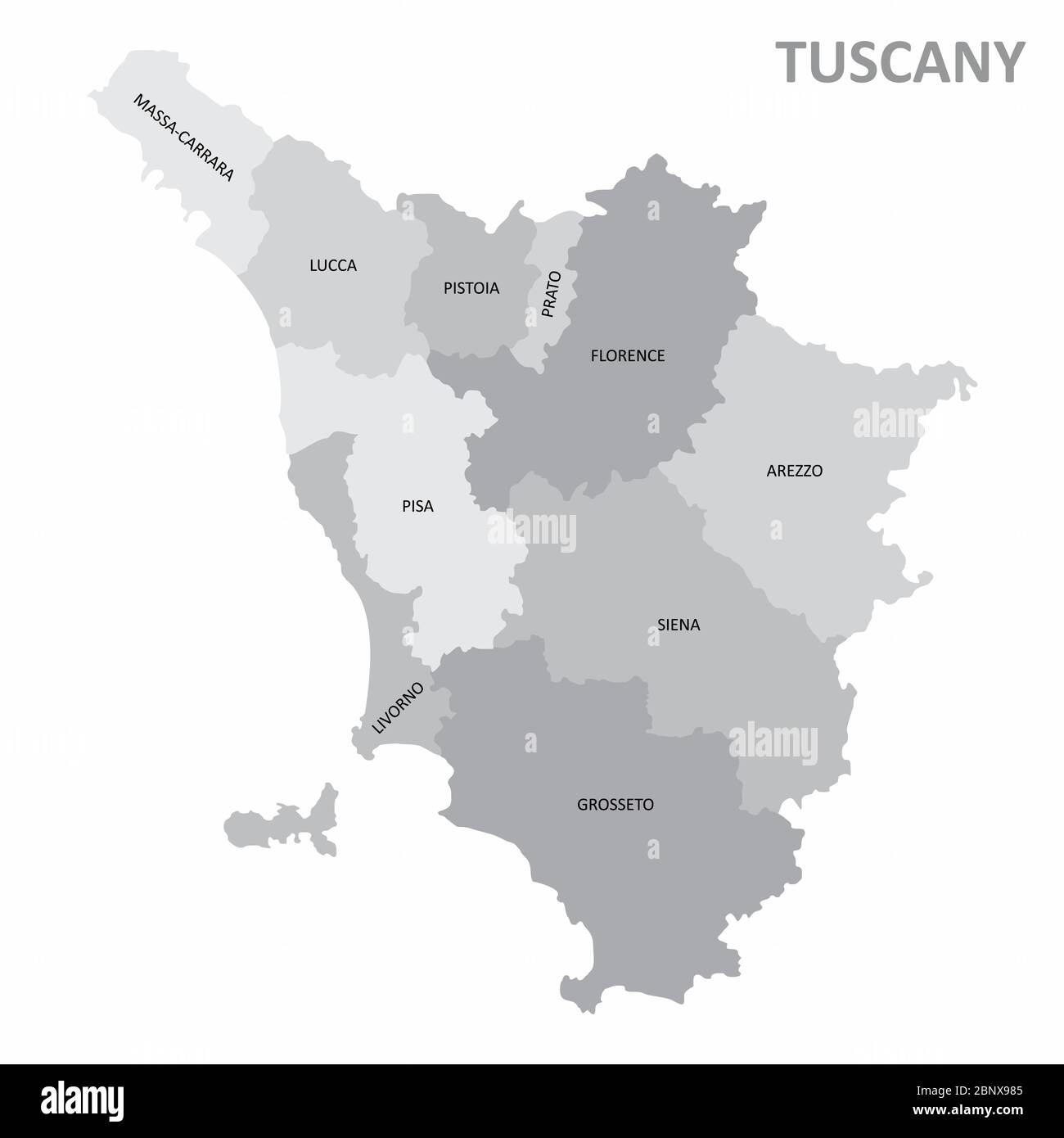 Mappa della regione Toscana Illustrazione Vettoriale