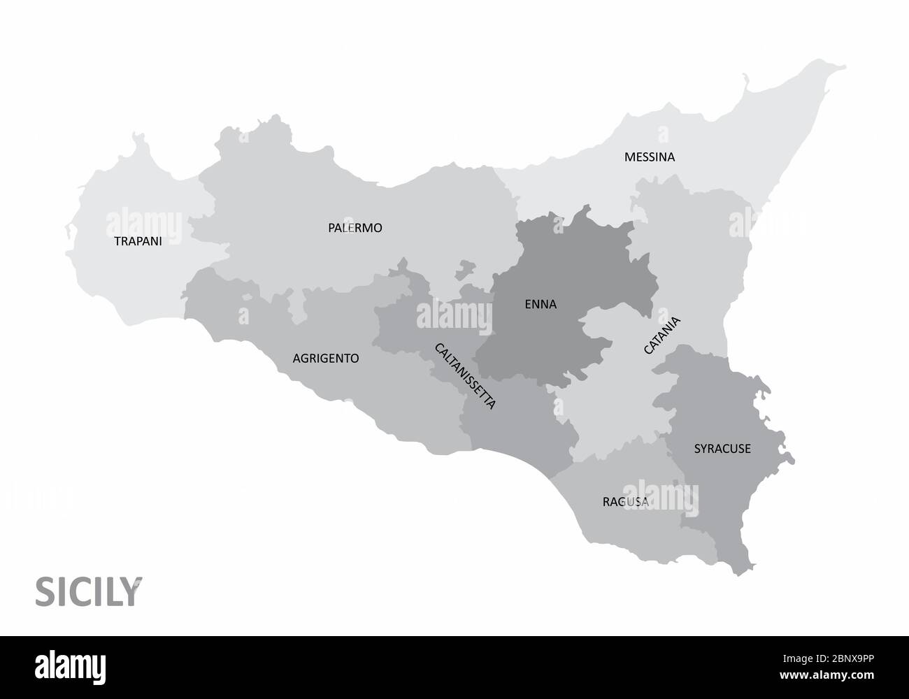 Mappa della regione Sicilia Illustrazione Vettoriale