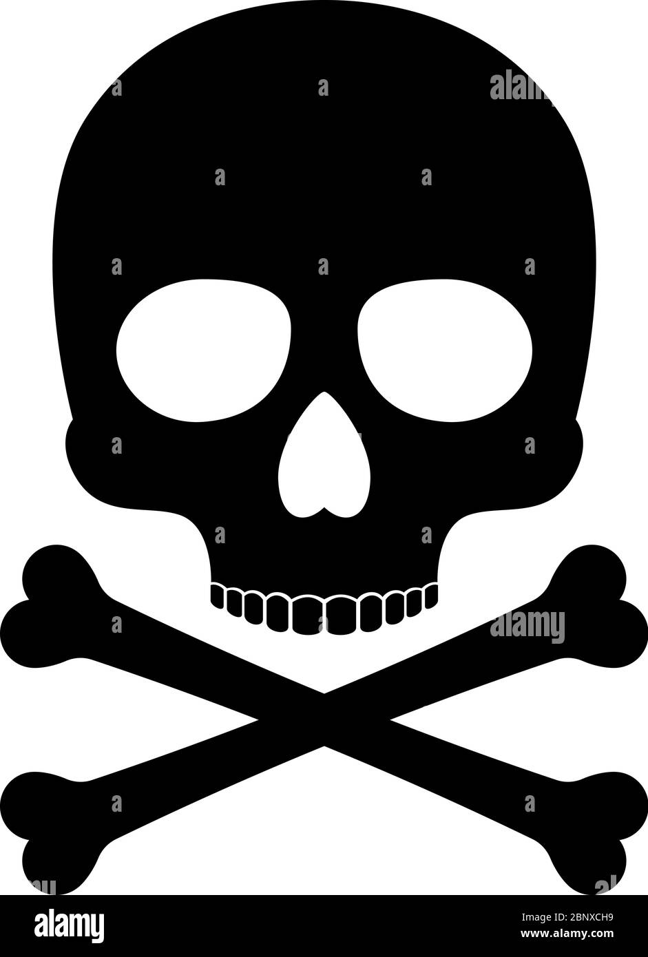 Silhouette vettoriale cranio. Crossbones cranio morte icona isolato su sfondo bianco Illustrazione Vettoriale