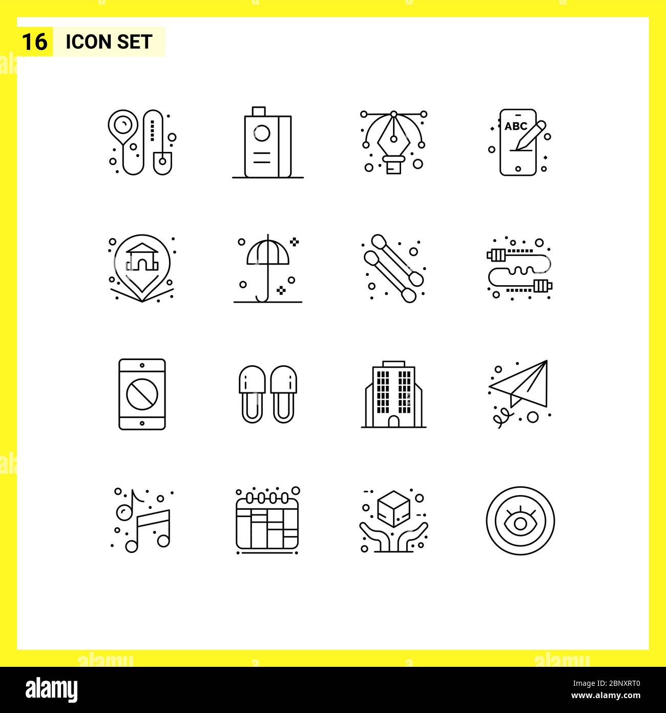 16 contorni vettoriali tematici e simboli editabili di casa, pin, design, posizione, formazione elementi di progettazione vettoriale editabili Illustrazione Vettoriale
