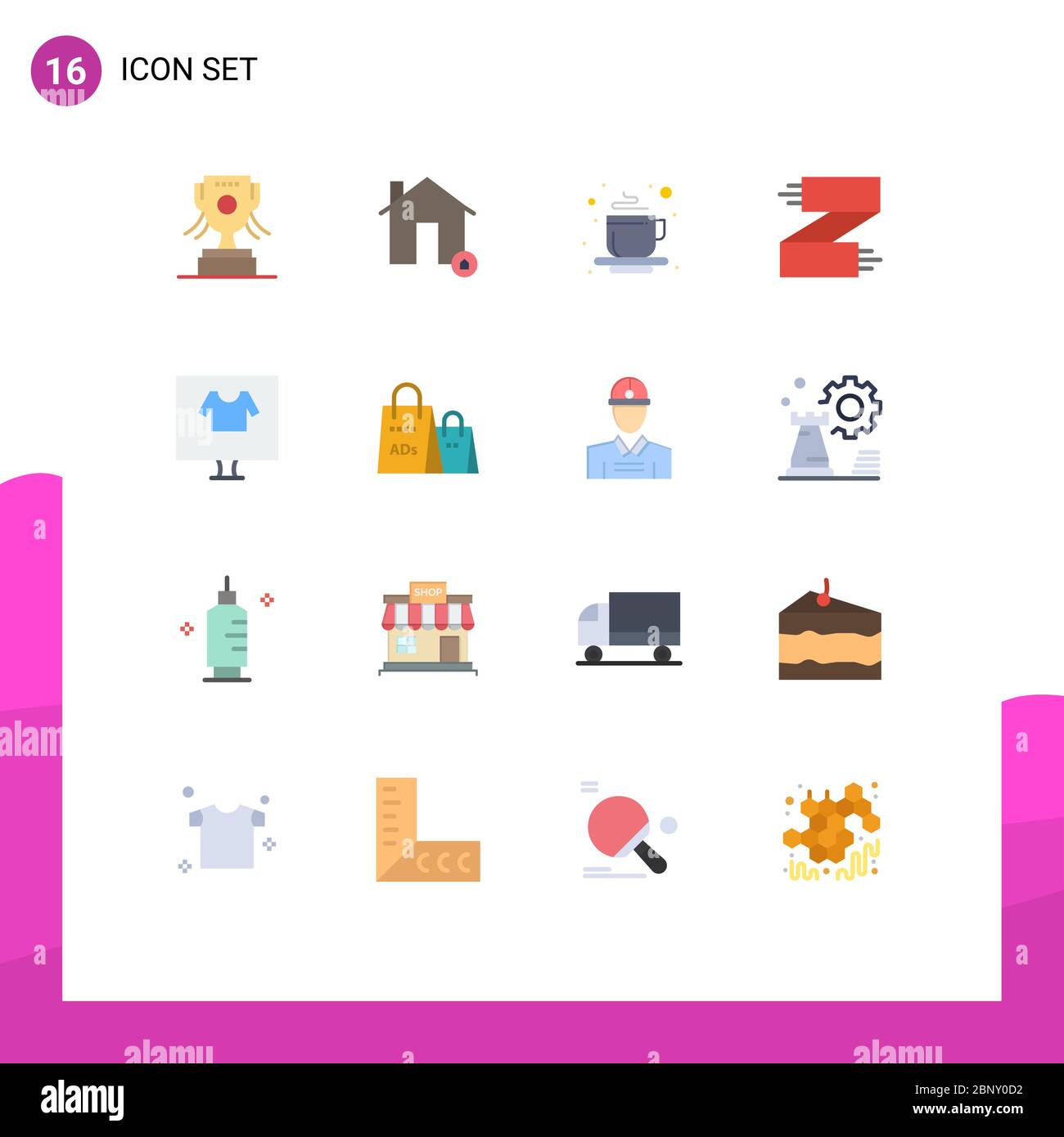 16 icone creative segni e simboli moderni di abbigliamento, calzature,  tazza, negozio di abbigliamento, accessori pacchetto Editable di elementi  Creative Vector Design Immagine e Vettoriale - Alamy