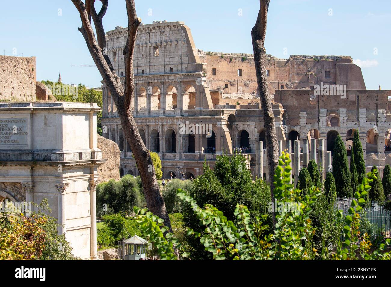 Roma e le antiche rovine del Foro nel centro città Foto Stock