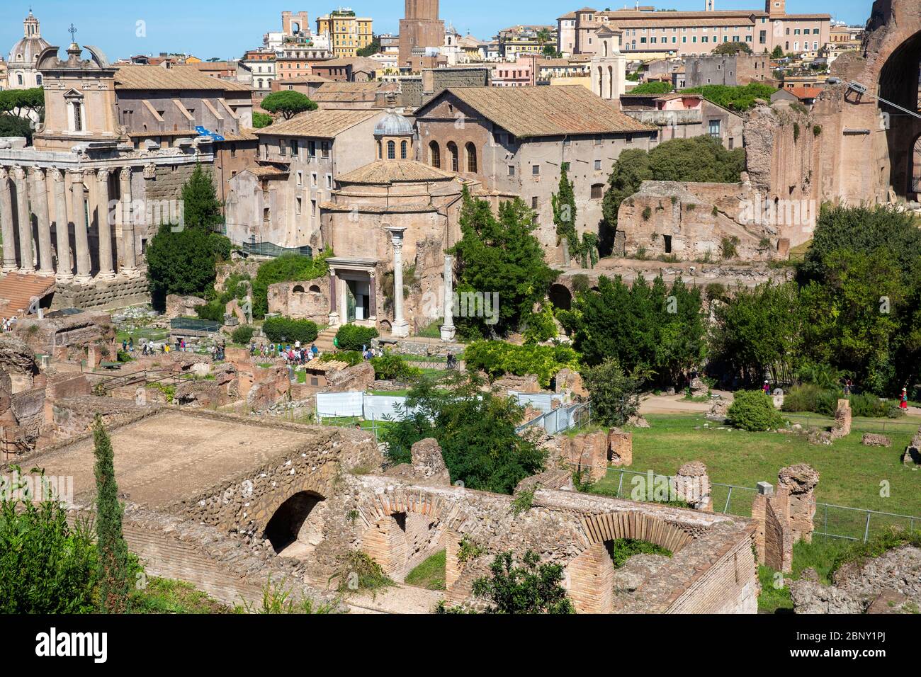 Roma e le antiche rovine del Foro nel centro città Foto Stock