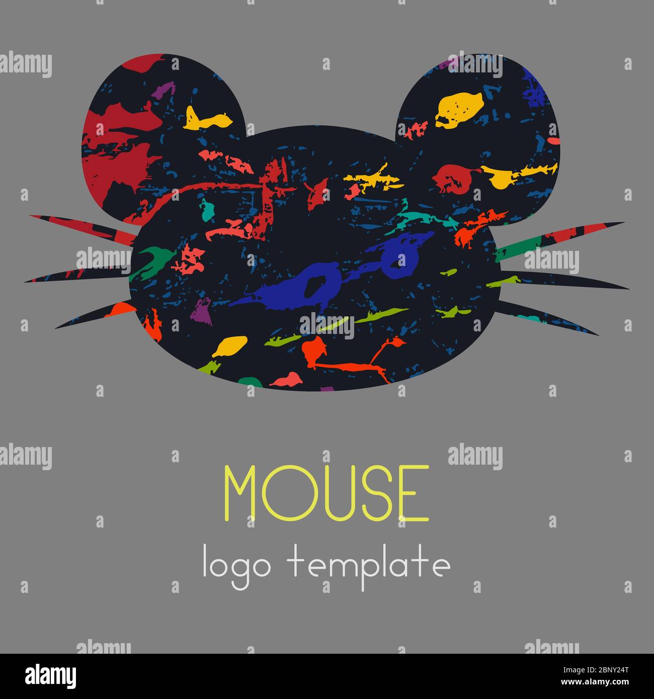 Il logo del mouse su sfondo giallo. Illustrazione Vettoriale