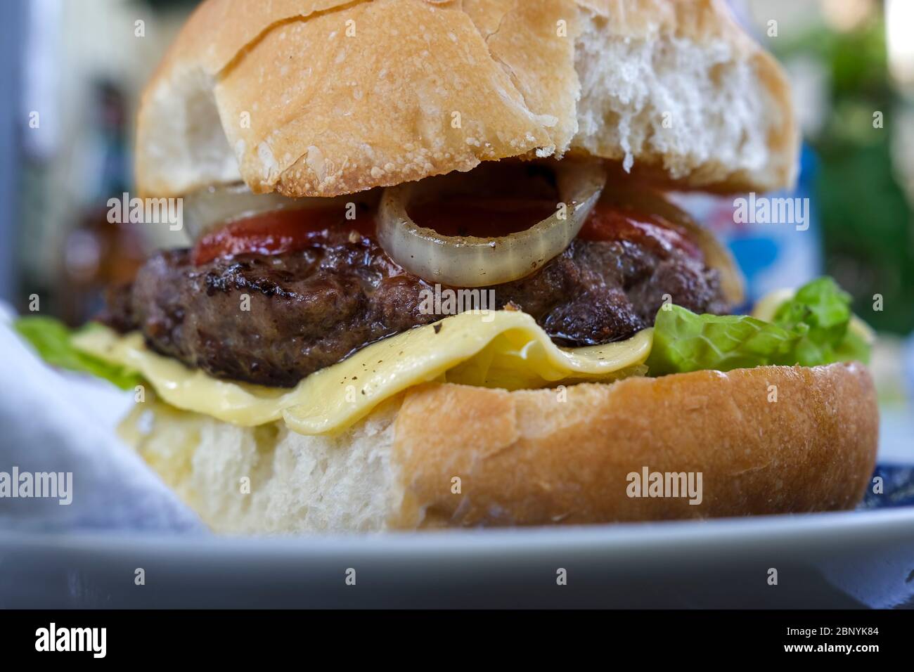Hamburger closeup Foto Stock