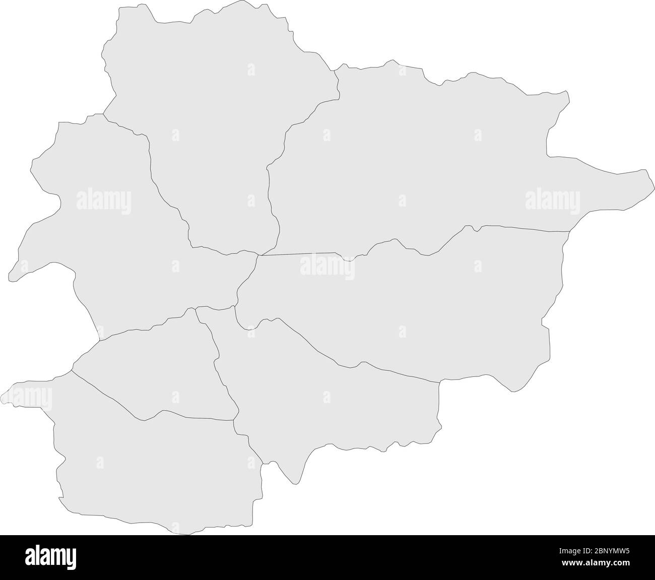 Mappa politica di Andorra. Sfondo grigio chiaro. Concetti aziendali, sfondi e sfondo. Illustrazione Vettoriale