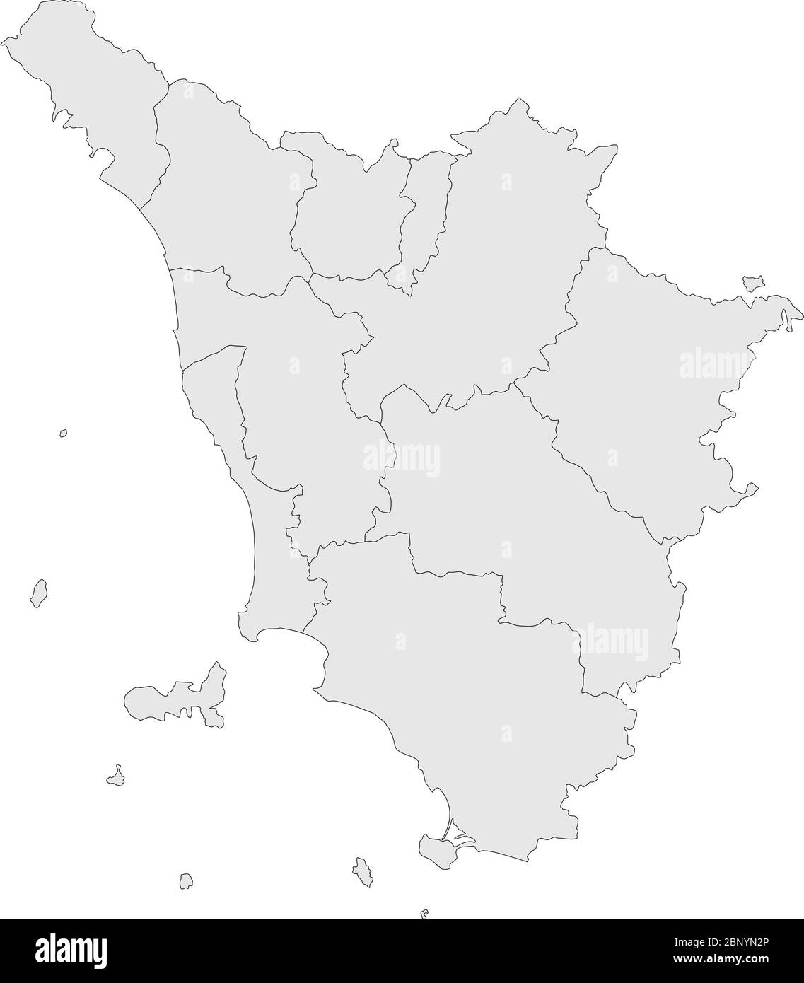 Mappe della toscana con le province. Regione italiana. Sfondi grigi. Illustrazione Vettoriale