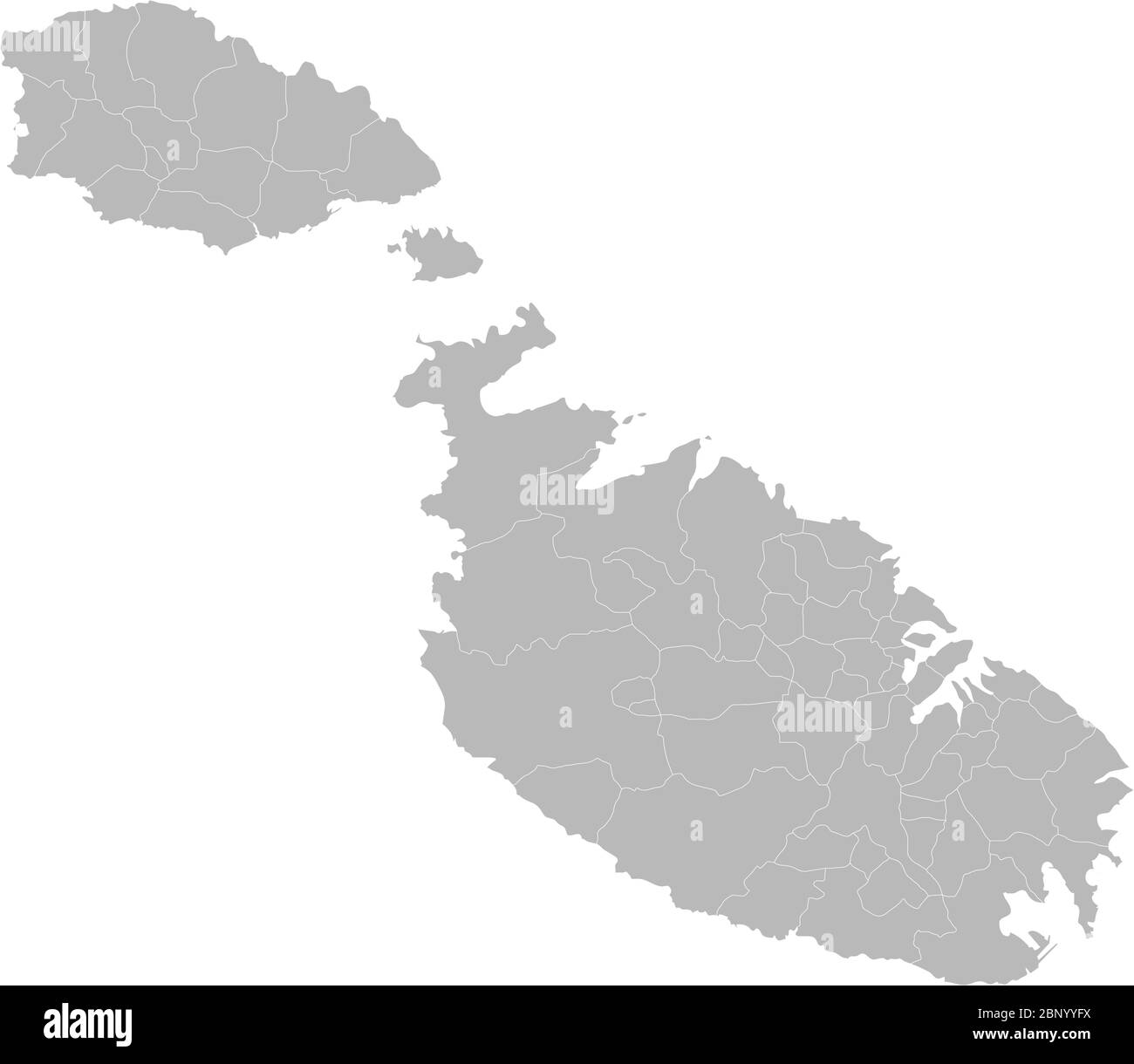 Malta Mappa dettagliata. Sfondo grigio chiaro. Perfetto per concetti aziendali, sfondi, sfondo, adesivi, etichette, poster, grafici e sfondi. Illustrazione Vettoriale