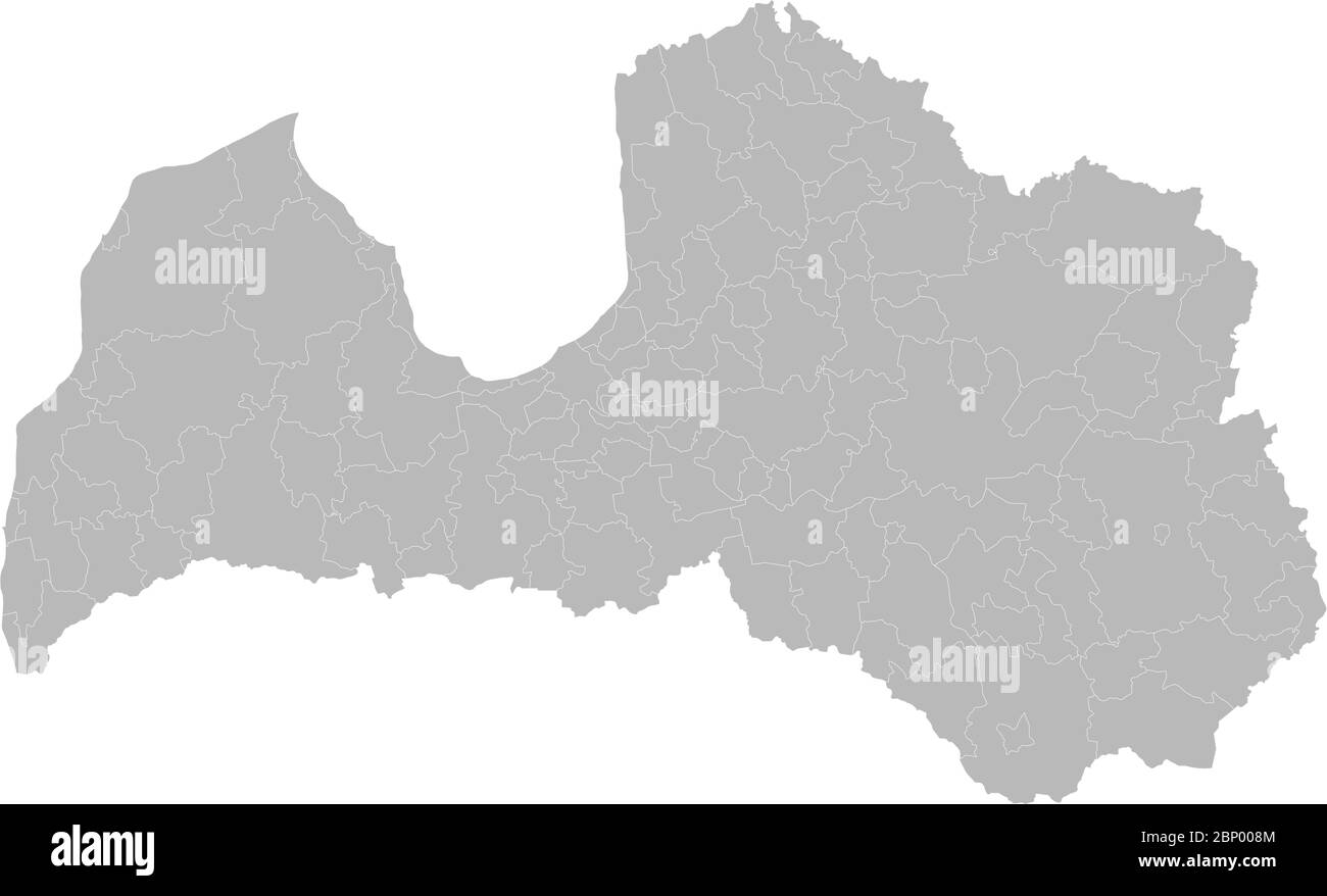 Mappa politica della Lettonia. Sfondo grigio chiaro. Perfetto per concetti aziendali, sfondi, sfondo, adesivi, grafici, presentazioni e sfondi. Illustrazione Vettoriale