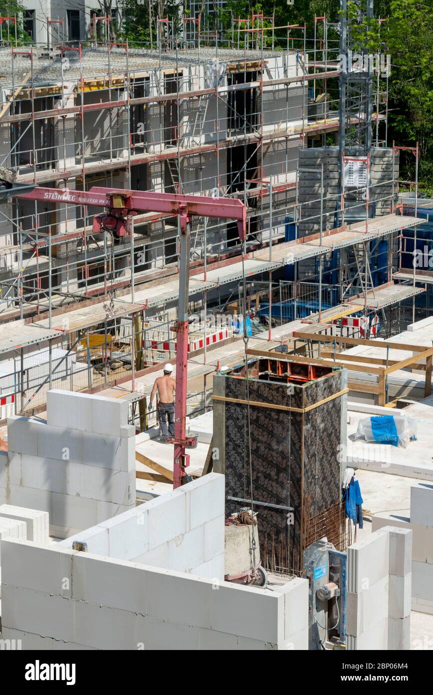Cantiere, nuova costruzione di edifici, costruzione di conchiglie, Essen, NRW, Germania Foto Stock