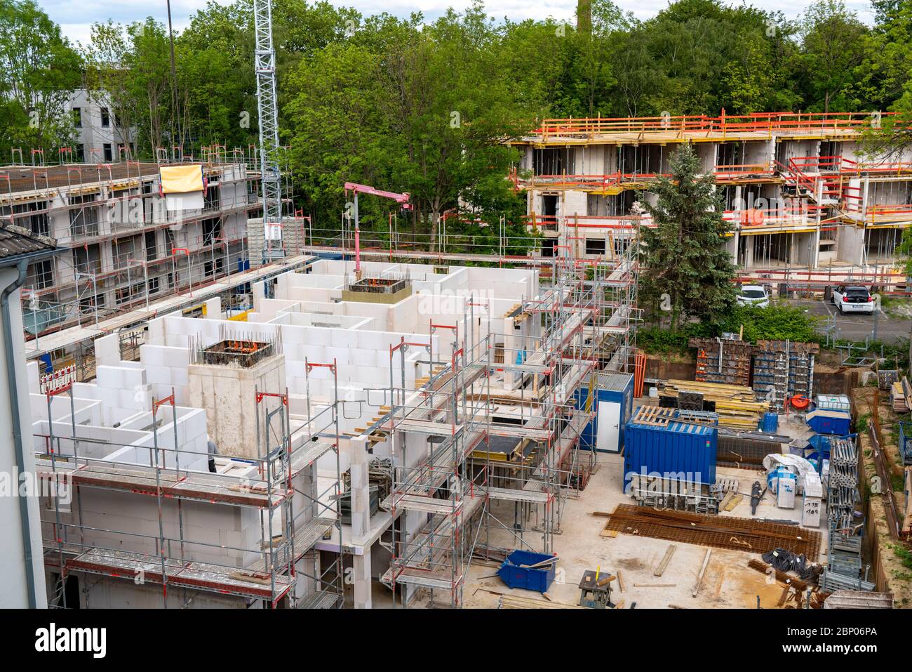 Cantiere, nuova costruzione di edifici, costruzione di conchiglie, Essen, NRW, Germania Foto Stock
