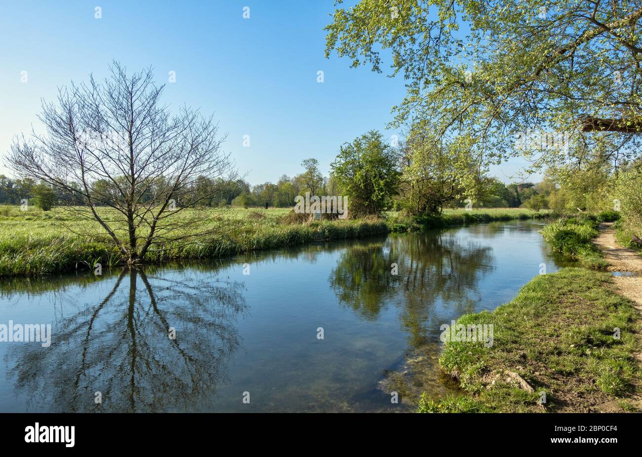 La via Itchen tra Eastleigh e Southampton. Un sentiero a lunga distanza che segue il fiume Itchen nell'Hampshire, Inghilterra, Regno Unito Foto Stock