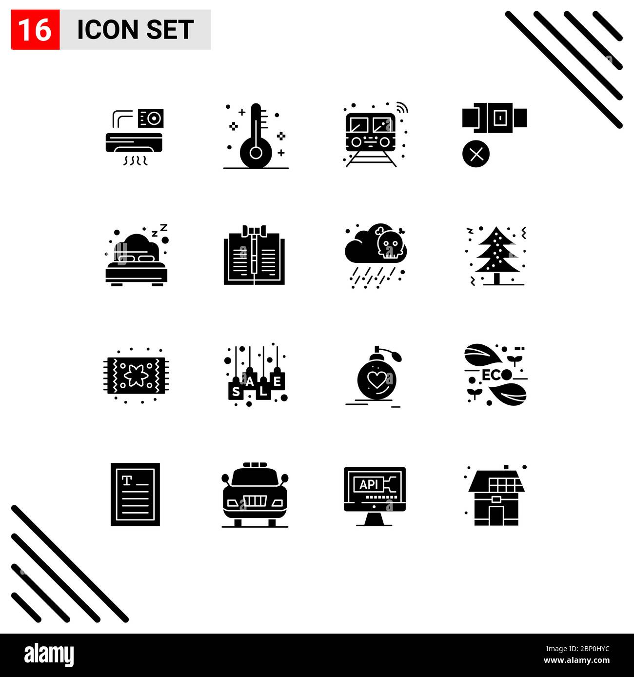 Pacchetto icone vettoriali di stock con 16 simboli e segni di linea per l'estate, blocco, Internet, non, trasporto elementi di progettazione vettoriale editabili Illustrazione Vettoriale