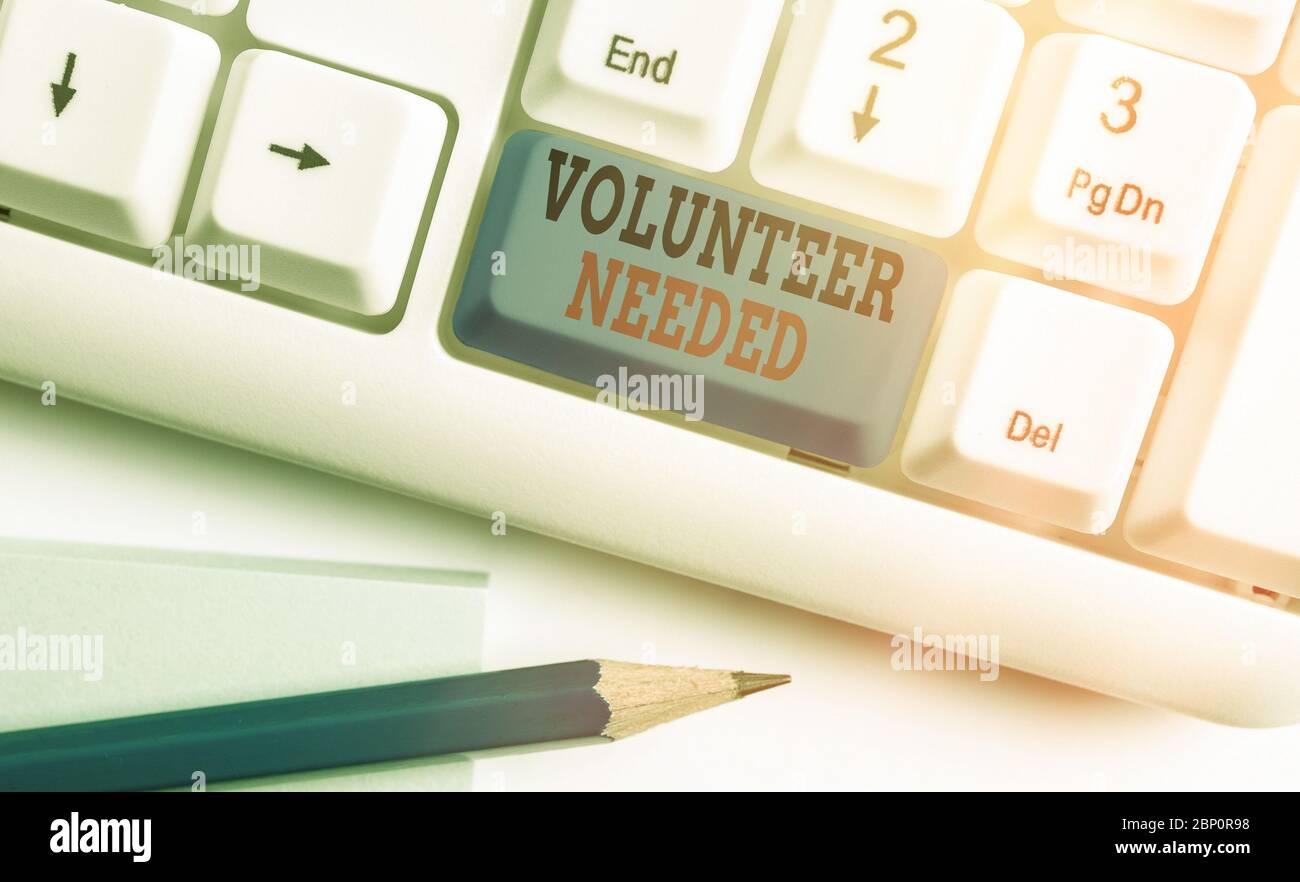 Testo di scrittura di parola Volontario necessario. Foto di business che mostra come chiedere a un individuo di lavorare per l'organizzazione senza essere pagato Foto Stock