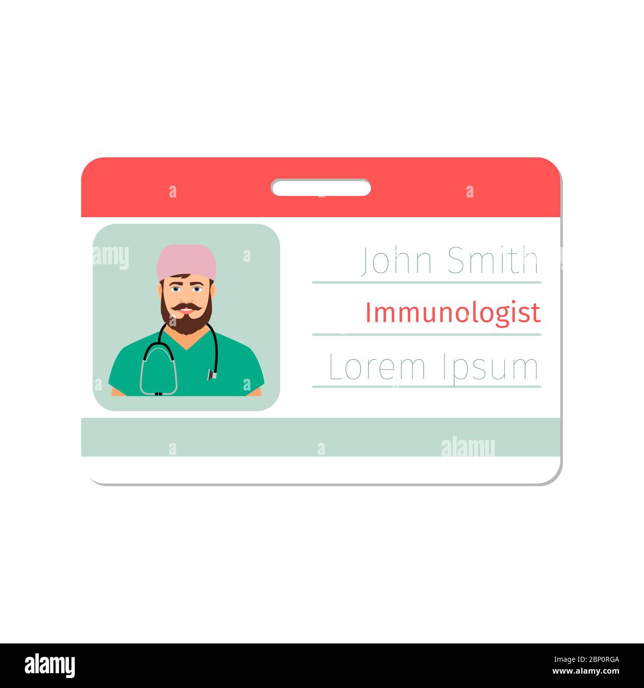 Modello di badge per gli specialisti medici immunologi per la progettazione di giochi o l'industria della medicina. Illustrazione vettoriale Illustrazione Vettoriale