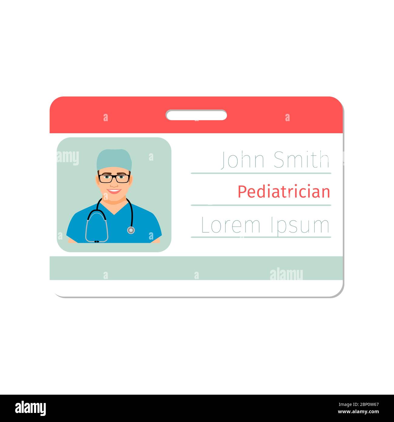 Modello badge medico specialista pediatra per il design di giochi o l'industria della medicina. Illustrazione vettoriale Illustrazione Vettoriale