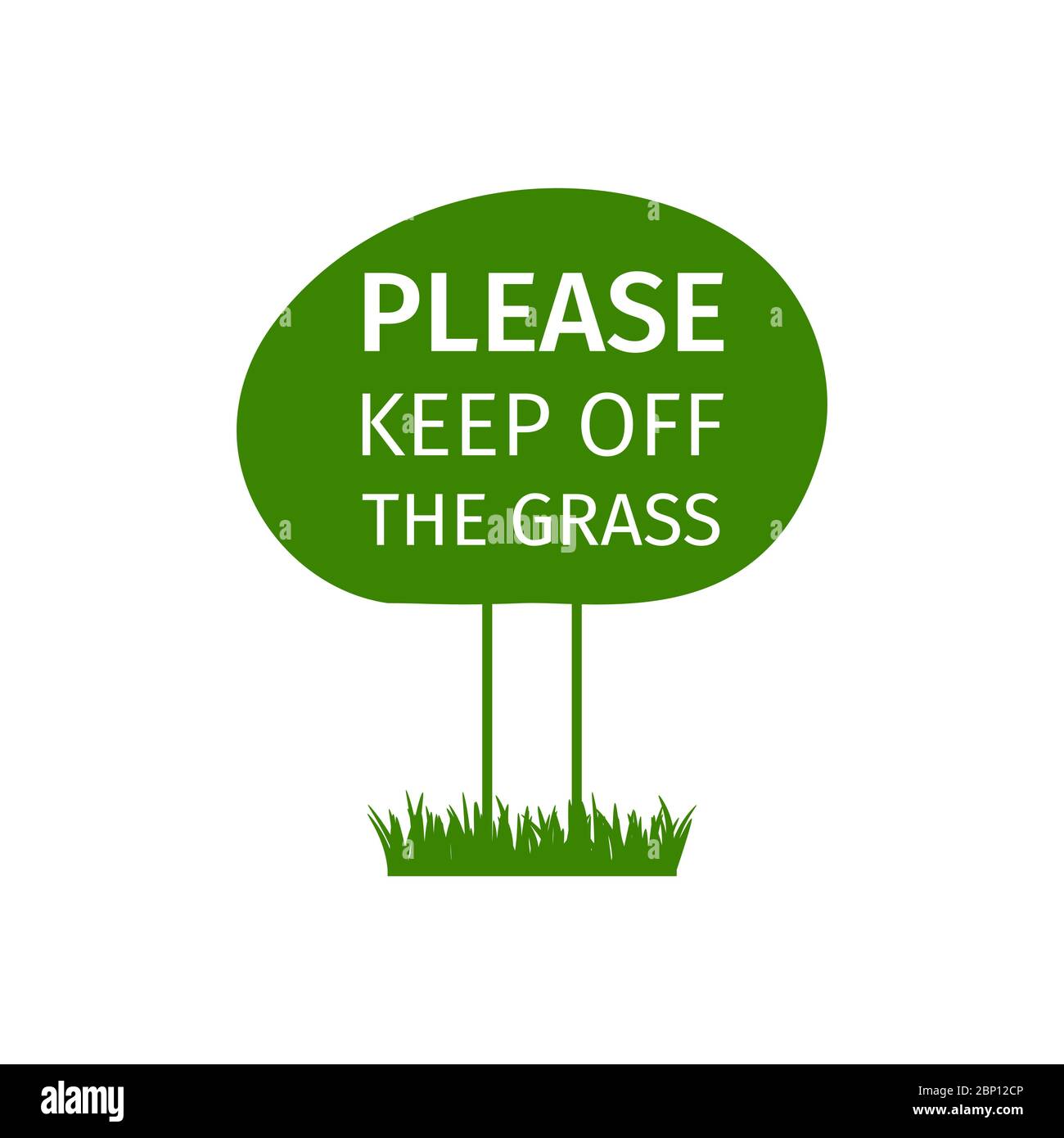 Cartello verde rotondo per favore tenere fuori dall'erba, illustrazione vettoriale Illustrazione Vettoriale