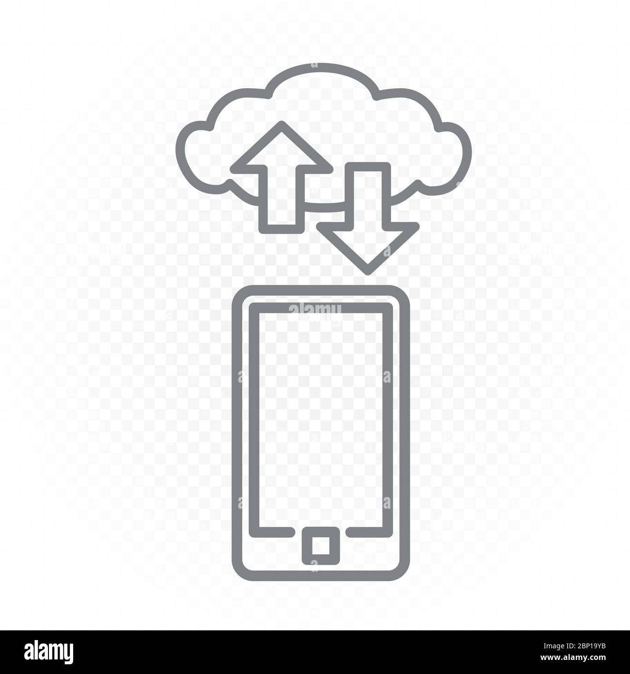 icona della linea di servizio cloud dello smartphone Illustrazione Vettoriale