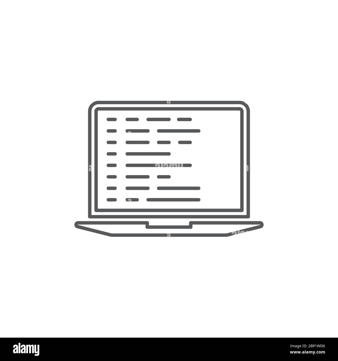 Simbolo dell'icona del vettore di programmazione del computer isolato su sfondo bianco Illustrazione Vettoriale
