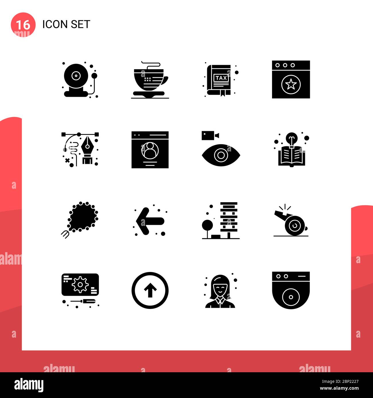 Pacchetto icone vettoriali di stock da 16 simboli e segni di linea per disegni, arte, libri, mac, app elementi di disegno vettoriale editabili Illustrazione Vettoriale