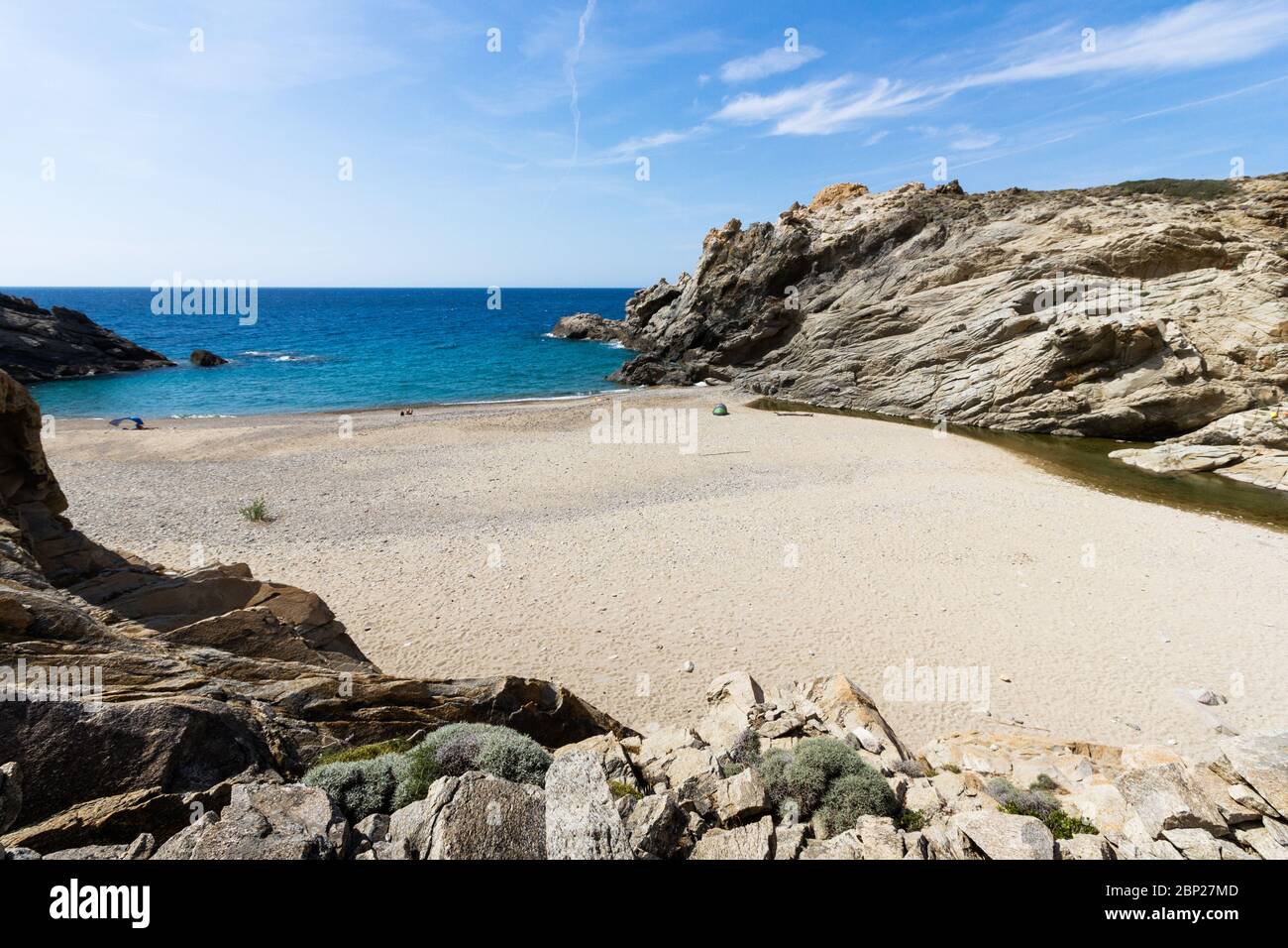 Spiaggia di NAS, nella parte settentrionale dell'isola di Ikaria, vicino al villaggio di ARMENISTIS, Grecia Foto Stock