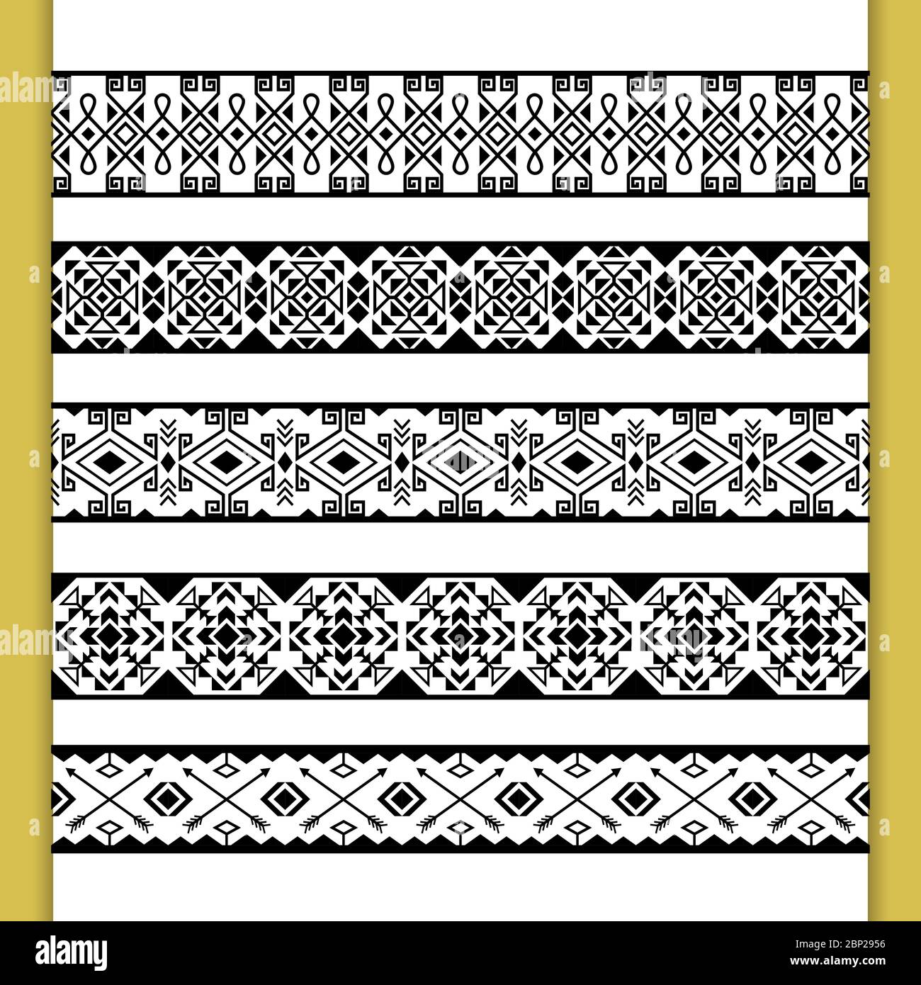 Motivi etnici di merletto. Ornamenti indiani tradizionali di cornice o arte  tribale africana di disegno stampa bordi, illustrazione vettoriale Immagine  e Vettoriale - Alamy