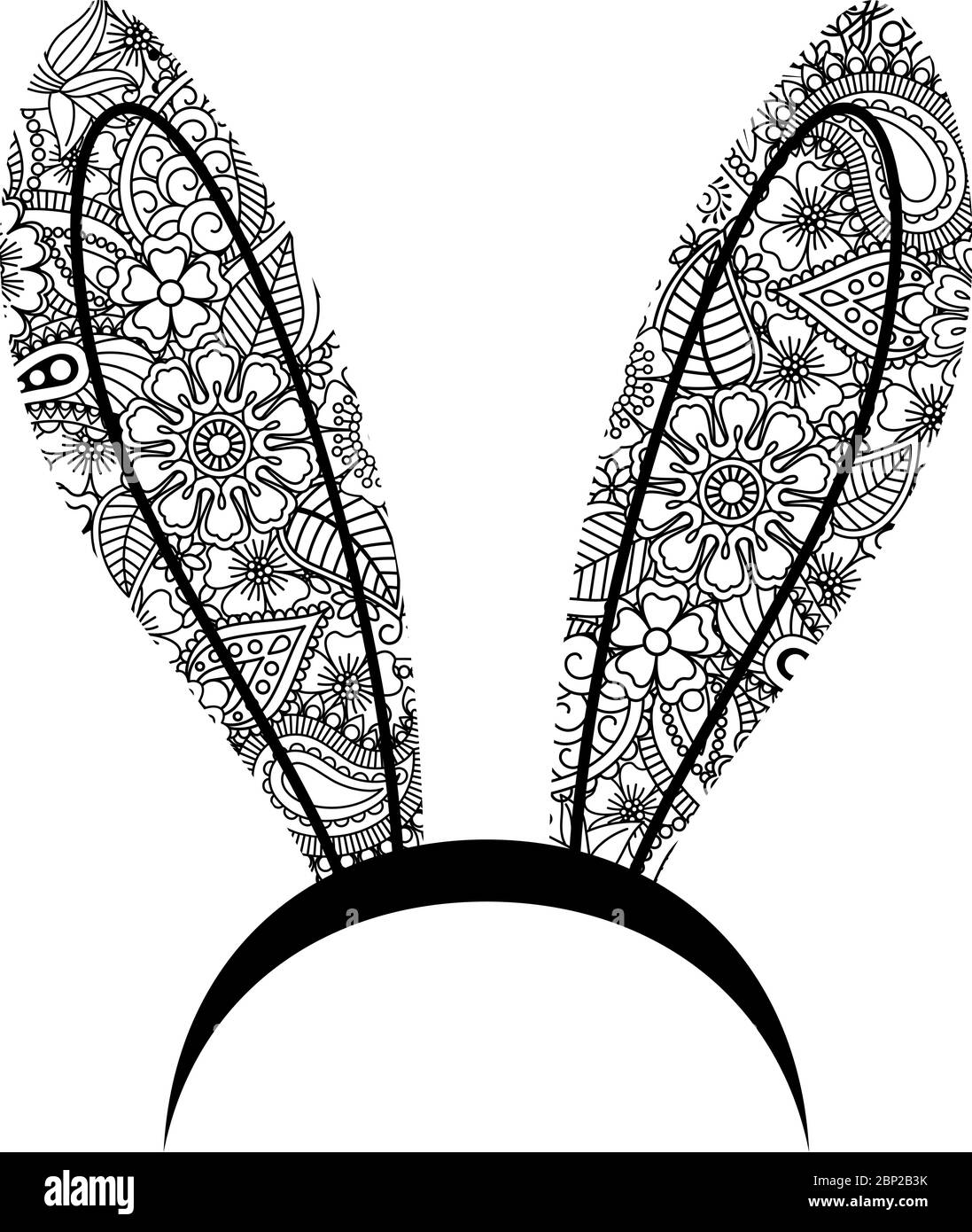 Decorazioni orecchie conigliate. Donna ornamentale coniglietto orecchie fascia oiw, ragazza floreale auricolare illustrazione vettoriale Illustrazione Vettoriale