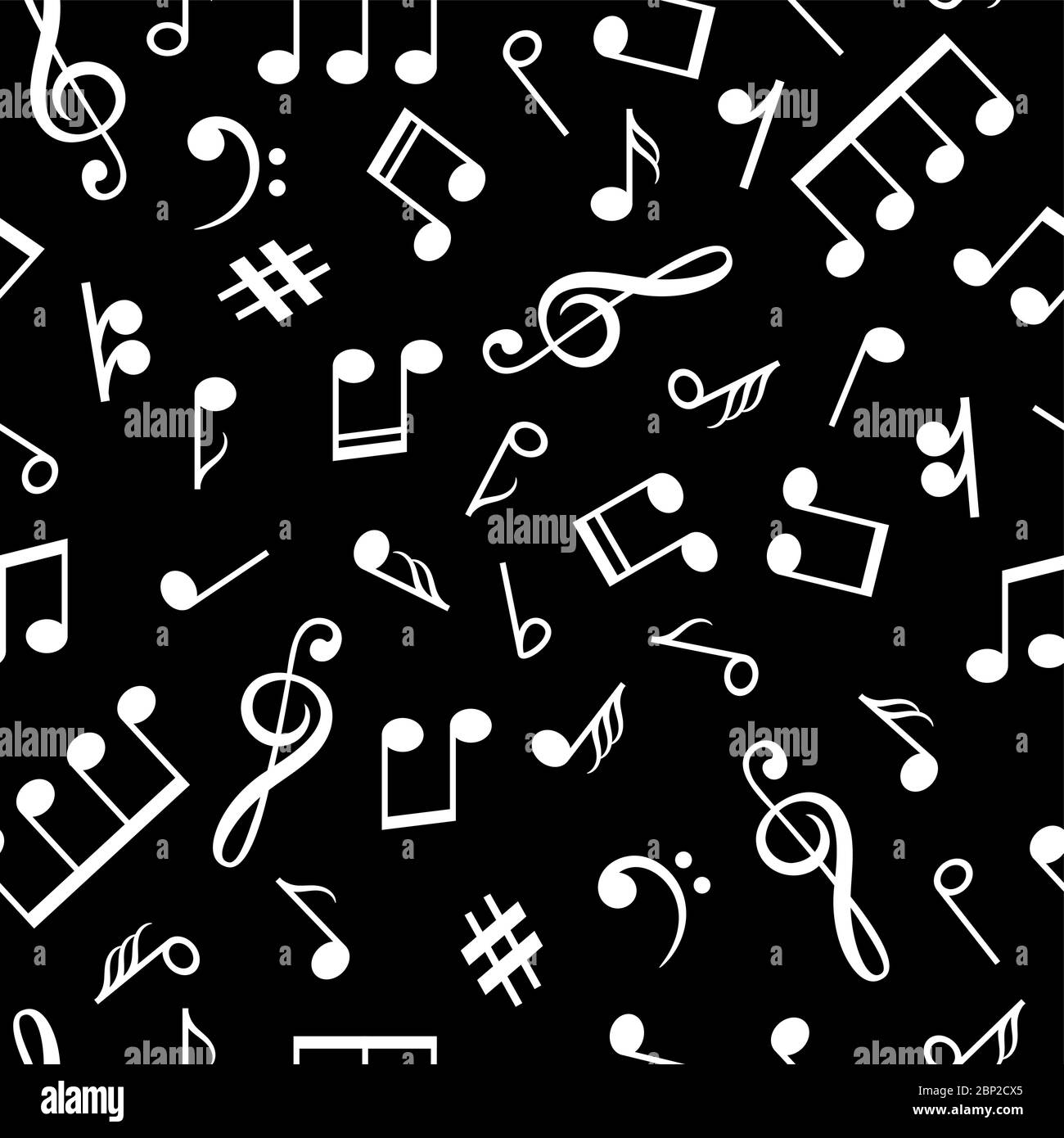 Note musicali motivo nero. La nota musicale indica lo sfondo di vecchio stile per l'illustrazione vettoriale vintage lp relax Illustrazione Vettoriale